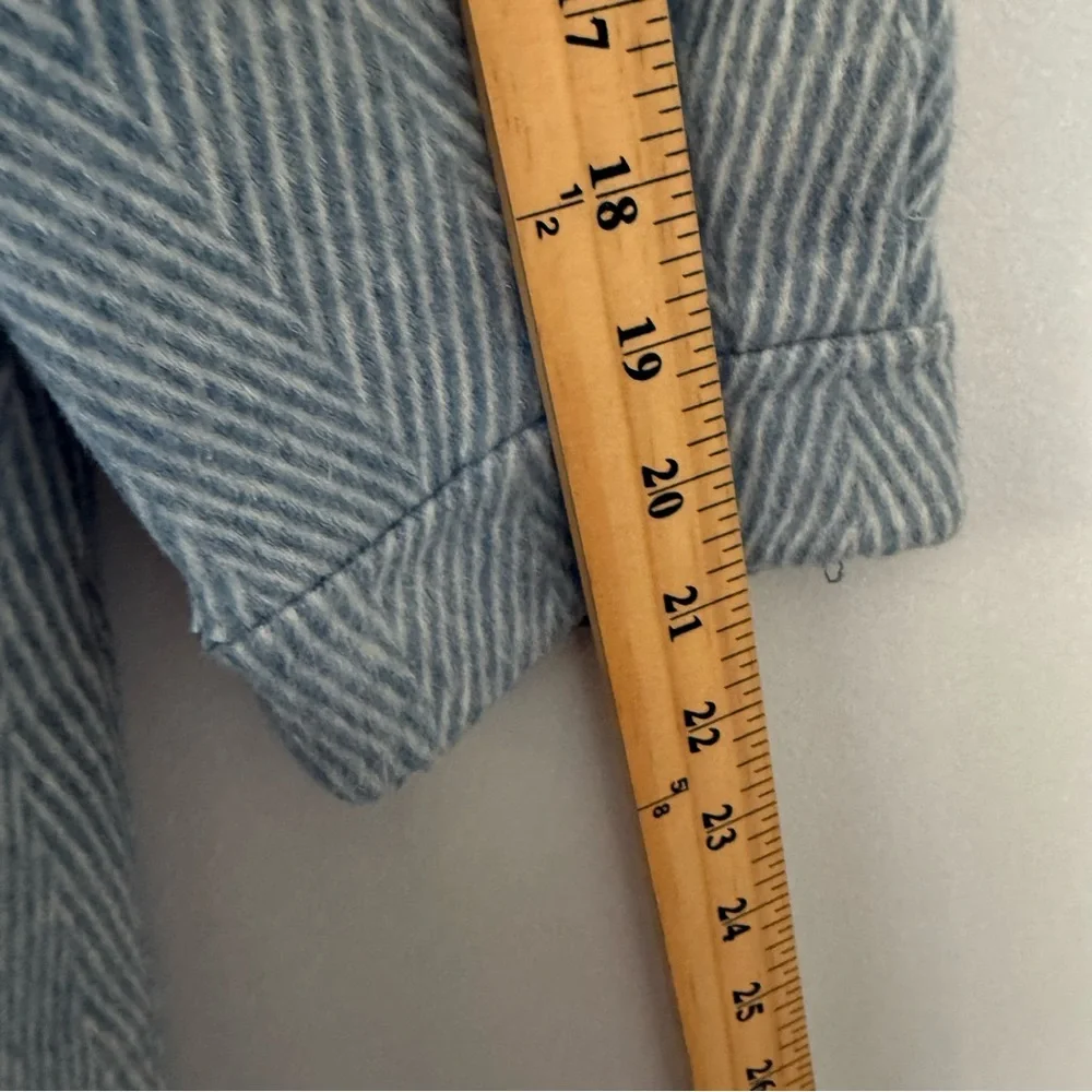 NWT Classic Women's Blue Gray Herringbone Trench Wool Coat Size M - Picture 13 of 15